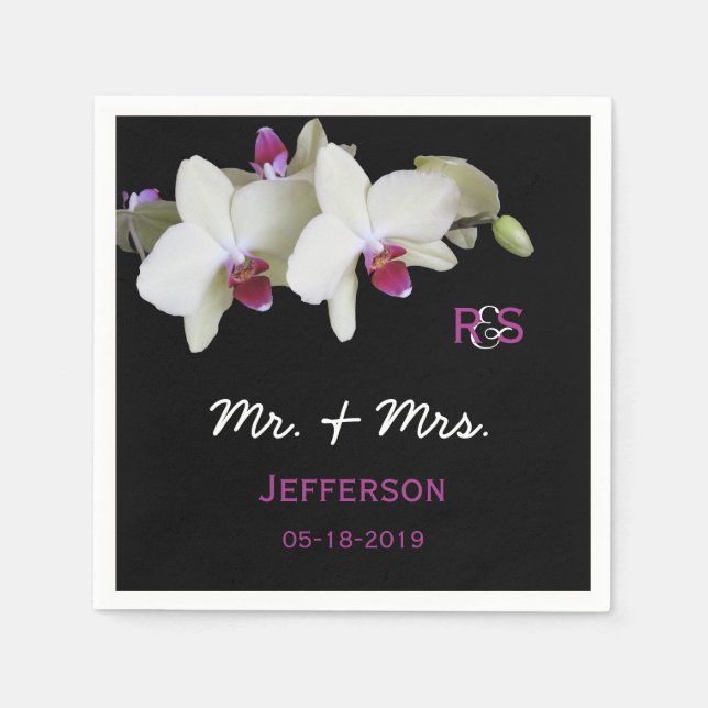 Orchid Blommigt Bröllop Pappra blöjor Pappersservett (Framsidan)
