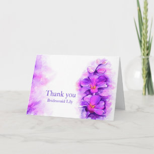 Orchid blommigt lila bröllop tack för ditt kort