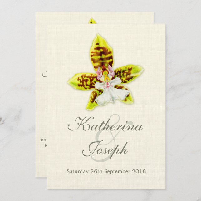 Orchid bröllop-blommor inbjudningar (Fram/baksida)