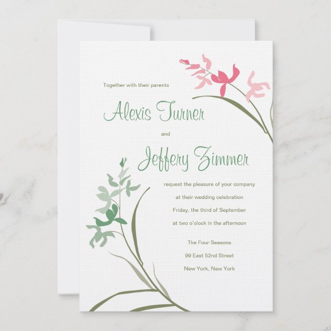Orchid bröllopsinbjudan - Klöver och Guava Inbjudningar (Framsida)