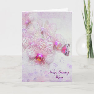 Orchid Butterfly Birthday Kort