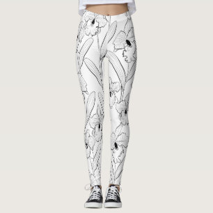 Orchid, Cattleya, sketch Leggings