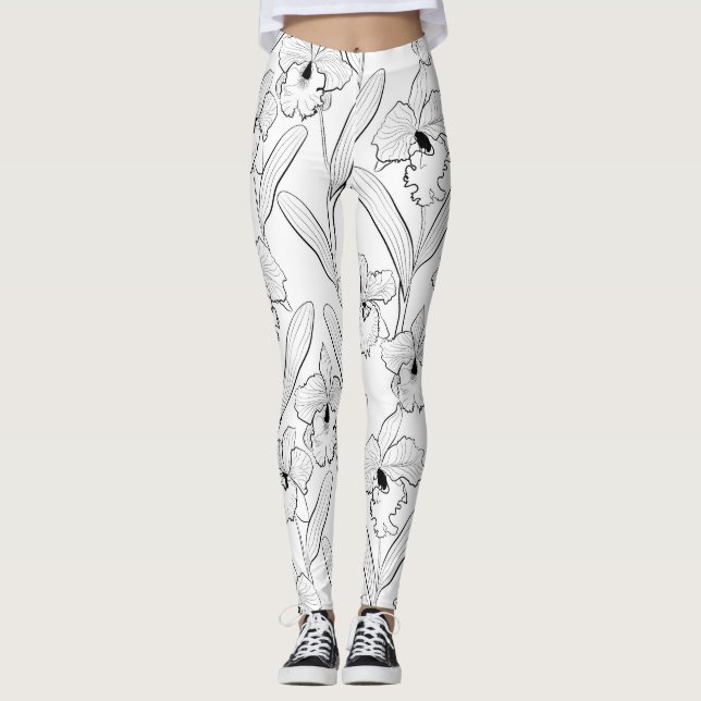 Orchid, Cattleya, sketch Leggings (Framsida)