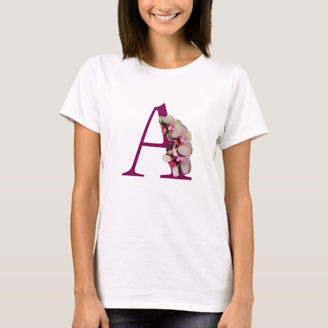 Orchid Elegant Monogram Initial A   T Shirt (Framsida)