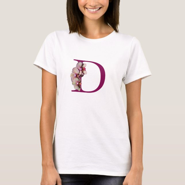 Orchid Elegant Monogram Initial D T Shirt (Framsida)