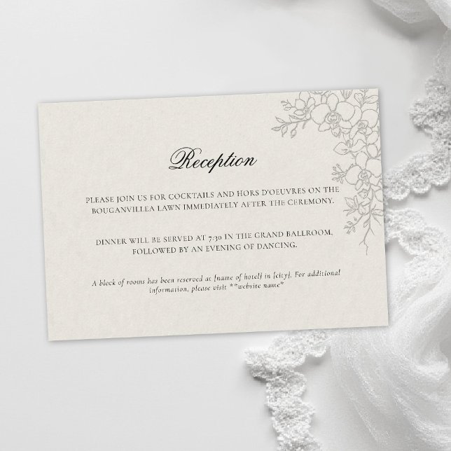 Orchid Elevated Ecru Formal Traditional Wedding Tilläggskort (orchid wedding enclosure card formal modern classic traditional black tie parents hosted ecru)