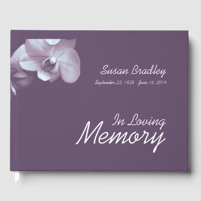 Orchid Floral Photography lila Funeral HCGB Gästböcker (Framsida)