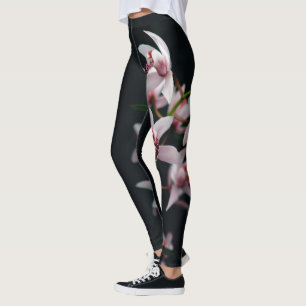 Orchid Flower Black-bakgrund Leggings