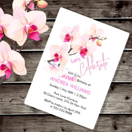 Orchid Flower-Blommar 60:e födelsedagsinbjudan Inbjudningar