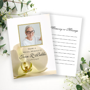 Orchid Flower on White a Memory Funeral Anteckningskort