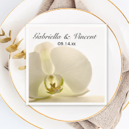 Orchid Flower på White Bröllop Pappersservett