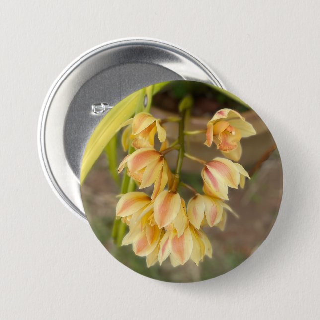 Orchid Flower Sticker Knapp (Framsida & baksida)