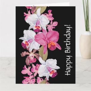 Orchid Flowers Blommigt Birthday Big Greeting Card Kort
