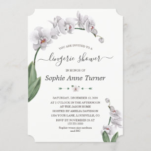 Orchid Flowers Bloom Calligraphy Lingerie Shower Inbjudningar