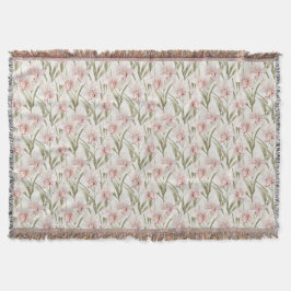 Orchid Flowers Pastel Blush Floral Throw Blanket Filt