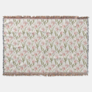 Orchid Flowers Pastel Blush Floral Throw Blanket Filt