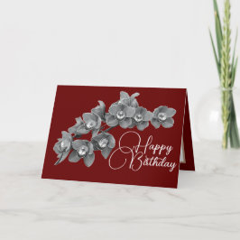 Orchid Flowers Red Färg Background Birthday Kort
