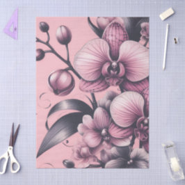 Orchid Flowers Rosa Lila Whimsical Decoupage