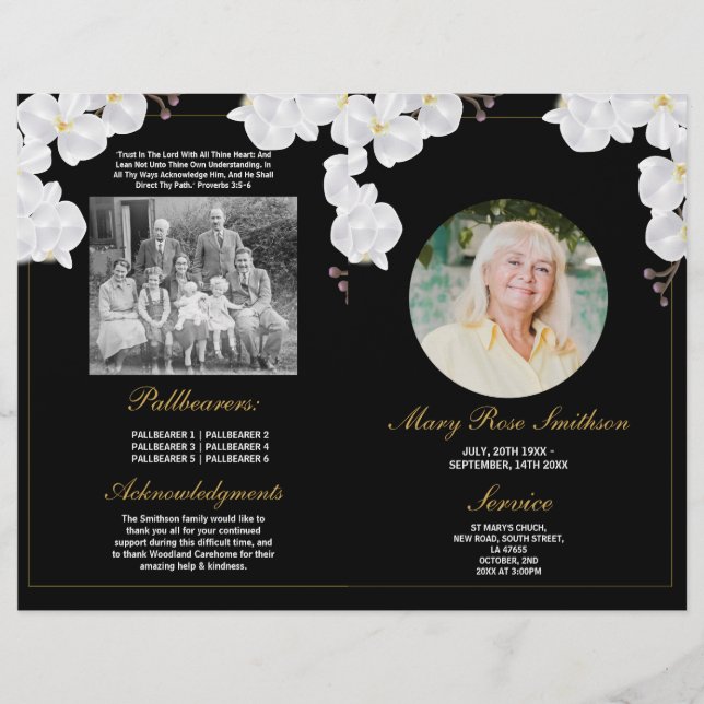 Orchid för Mörk av tjänstelivstid Reklamblad (Framsidan)