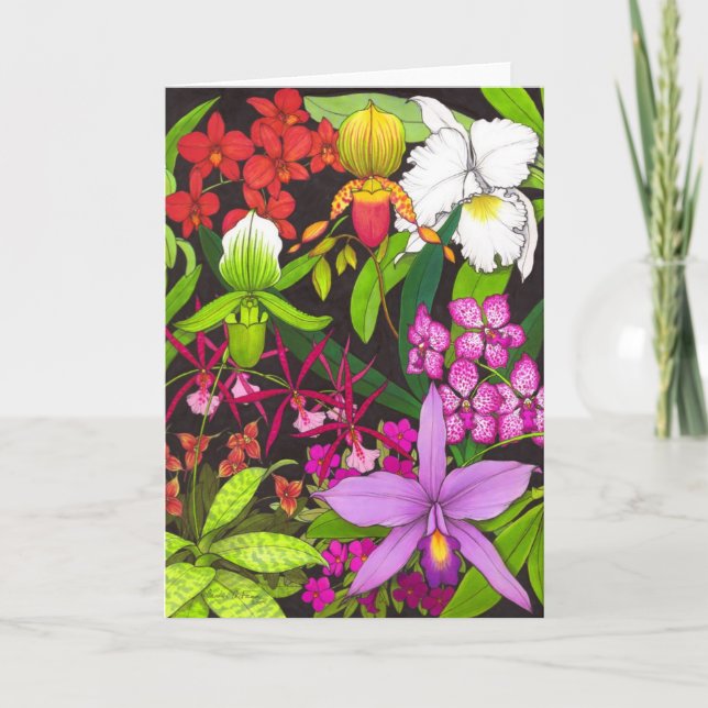 Orchid Garden Flowers Greeting Card Kort (Framsida)