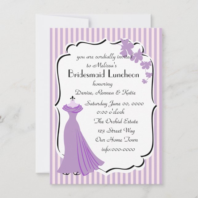 Orchid Gown Bridesmaid Card Inbjudningar (Framsida)