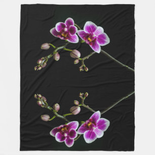 Orchid gren rosa vit färg på svart blek fleecefilt