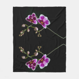 Orchid gren rosa vit färg på svart blek fleecefilt