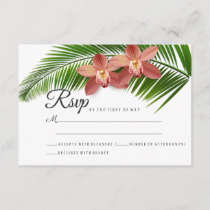 Orchid & Handflatan Löv Tropical Blommigt Bröllop OSA Kort