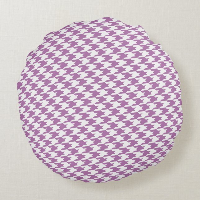 Orchid Houndstooth Mönster Round Pillow Rund Kudde (Baksidan)