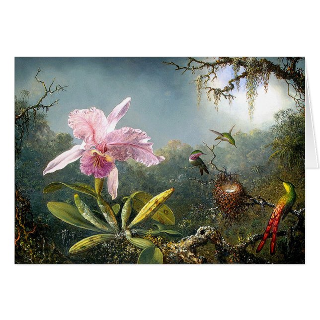 Orchid- & Hummingbirdskort Hälsningskort (Framsidan Horizontal)