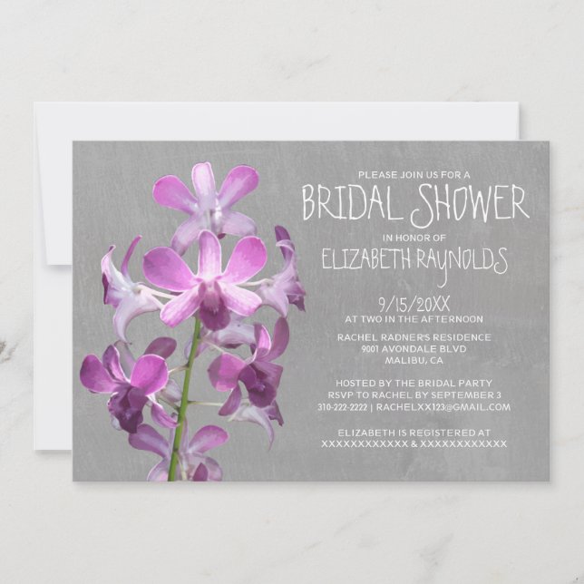 Orchid Inbjudningskort för möhippa (Framsida)
