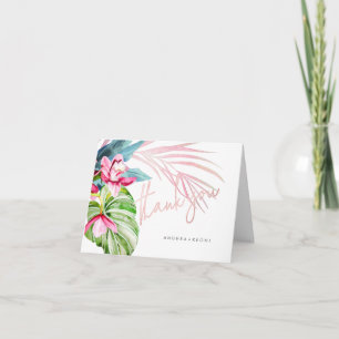 Orchid Isle, Rosa+Blue Tropical Blommigt Tack Kort