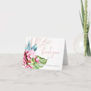 Orchid Isle, Rosa+Blue Tropical Blommigt Tack Kort