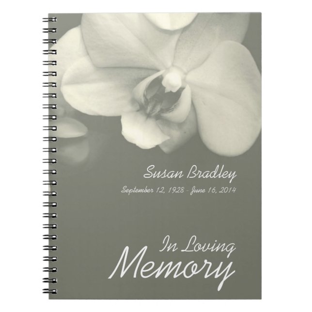 Orchid Kaki Floral Photography Funeral Guest Bok Anteckningsbok Med Spiral (Framsidan)
