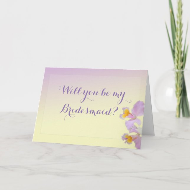 Orchid kommer du bli mina bridessertkort inbjudan (Framsida)