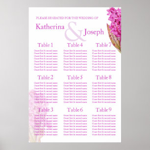 Orchid lila Bröllop Sittplatta Bord 1-9 Poster