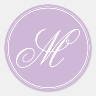 Orchid Lila Monogram Stickers Runt Klistermärke