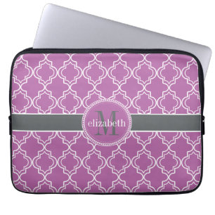 Orchid Lila Moroccan Trellis Monogram Laptop Fodral