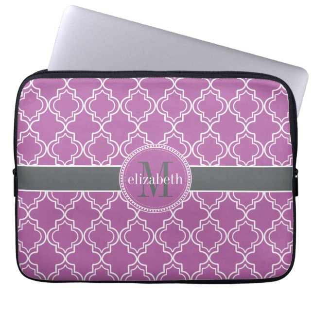 Orchid Lila Moroccan Trellis Monogram Laptop Fodral (Framsidan)