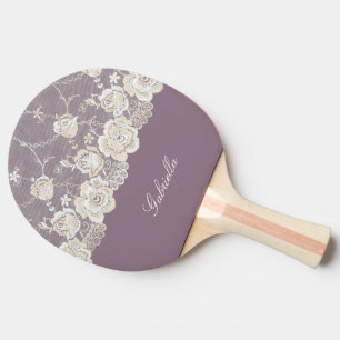 Orchid Lila White Snöre Blommigt Pingisracket