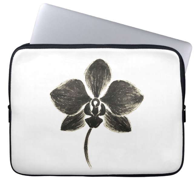 Orchid Line Teckning - Botaniska Laptop sleeve (Framsidan)