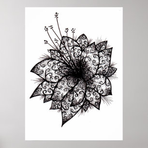 Orchid Lineart Design Poster utskrift