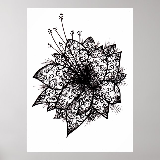 Orchid Lineart Design Poster utskrift (Framsidan)
