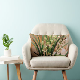 Orchid Lumbar Pillow i elfenben, guld och grönt Lumbarkudde