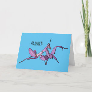 Orchid mantis tecknad illustration kort