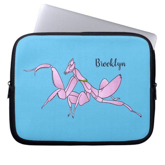 Orchid mantis tecknad illustration laptop fodral (Framsidan)