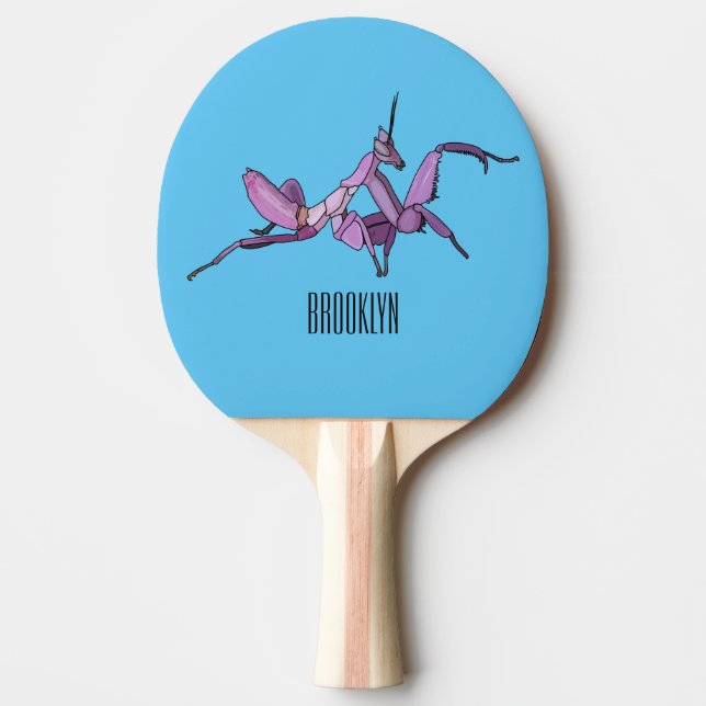 Orchid mantis tecknad illustration pingisracket (Framsidan)