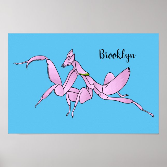 Orchid mantis tecknad illustration poster (Framsidan)