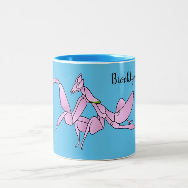 Orchid mantis tecknad illustration Två-Tonad mugg (Center)