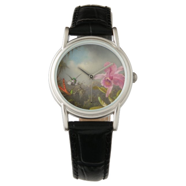 Orchid med två Hummingbird Heade Armbandsur (Framsida)